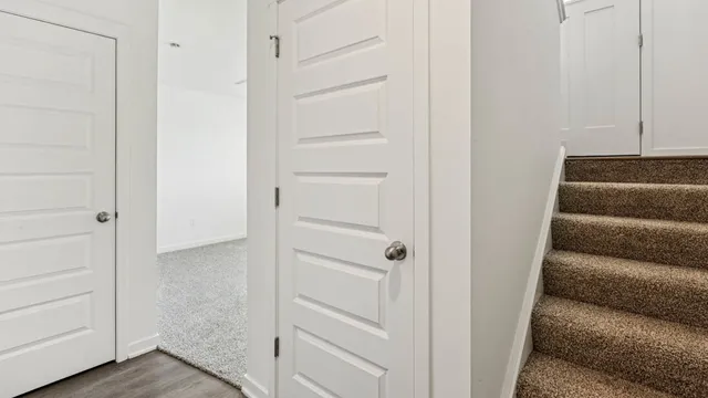 an empty room with a workbench