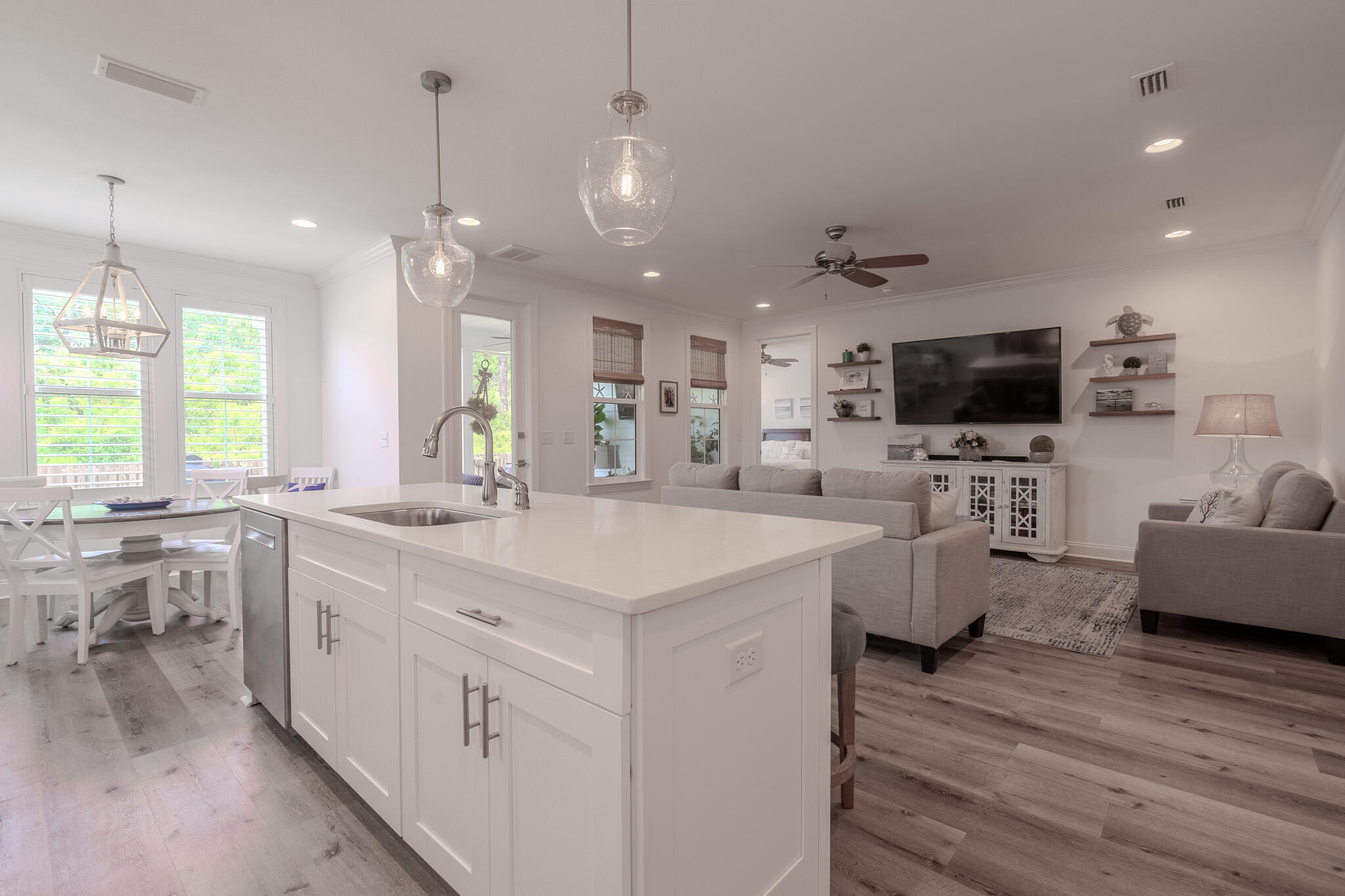 75 Conifer Ct Inlet Beach Inlet Beach, FL 32461 - Photo 15 of 74 a large white kitchen with lots of counter space a sink appliances and living room view