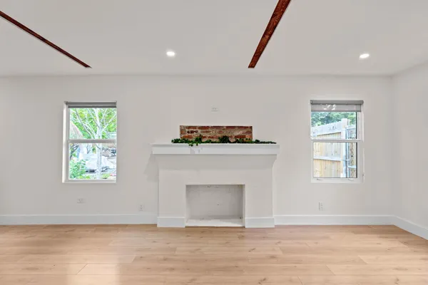 an empty room with windows