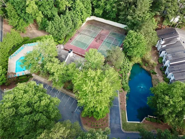 an aerial view of a house