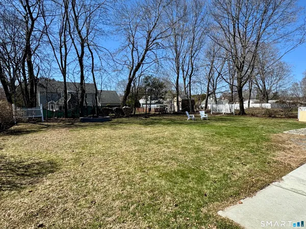 a view of a yard with a tree