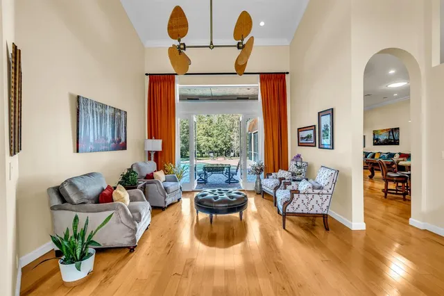 a living room with furniture and window