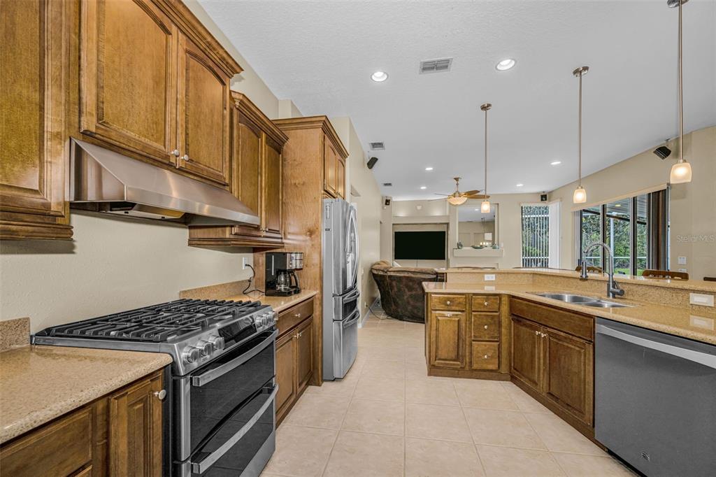 1151 Arlinbrook Drive Trinity, FL 34655 - Photo 33 of 69 a kitchen with a stove a sink and a refrigerator