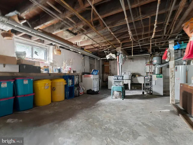 a view of a storage room with racks
