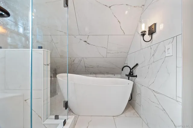 a bathroom with a bathtub