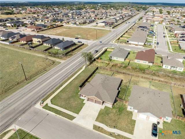an aerial view of a house