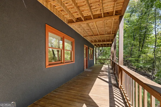 a view of a backyard with mountain view