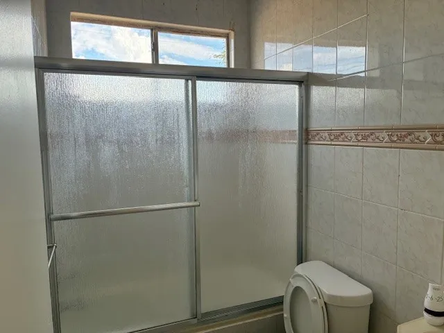 a bathroom with a bathtub