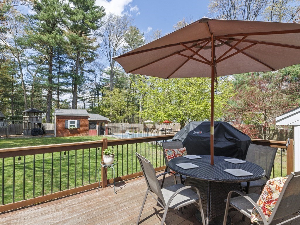 435 Old Post Road Walpole, MA 02081 - Photo 31 of 36 a view of a patio with furniture and a umbrella