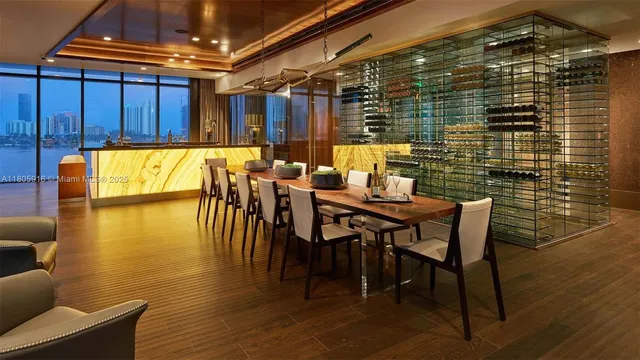 a view of a patio with table and chairs