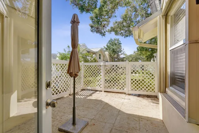 a view of a porch with furniture