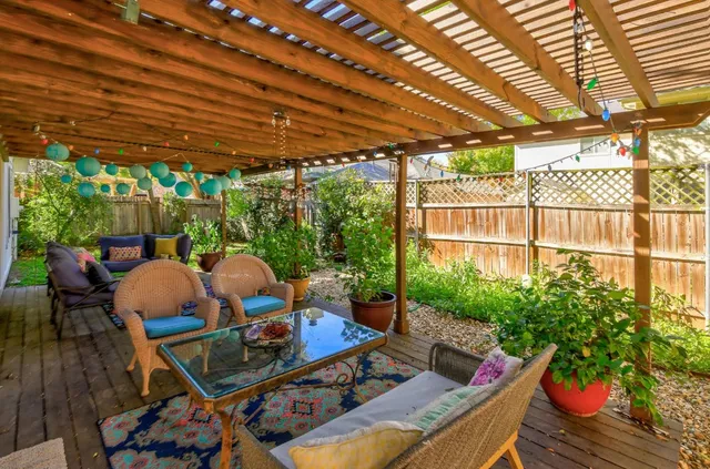 a outdoor living space with furniture