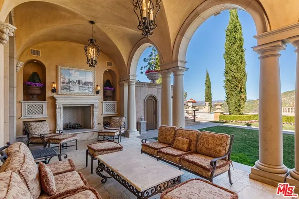 an outdoor view of garden with patio