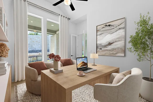 a living room with furniture and window