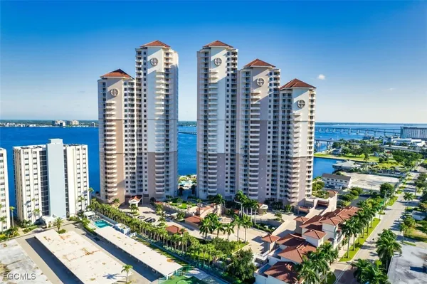 a view of a city with tall buildings