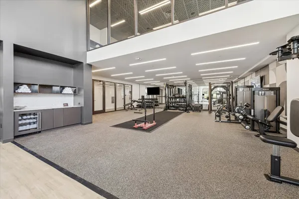 a view of a room with gym equipment