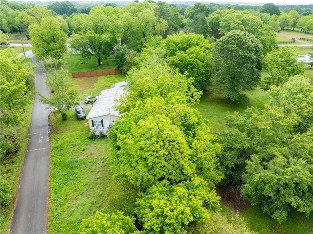 a view of a garden with a lake