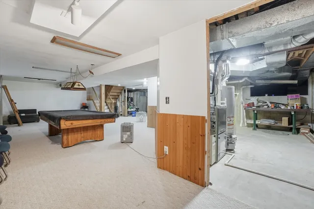 a storage room with cabinets
