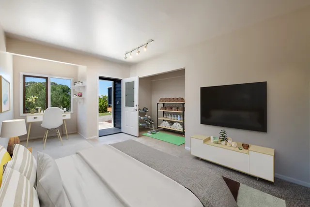 a view of an aerial view of residential houses with outdoor space
