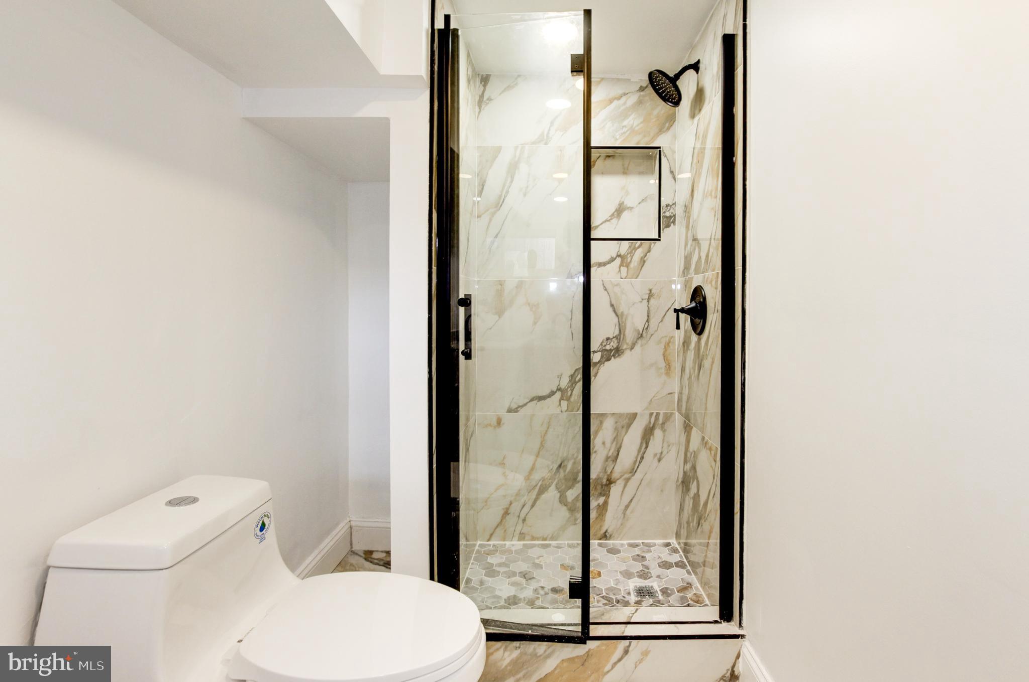 1324 Aisquith Street Baltimore, MD 21202 - Photo 34 of 47 a bathroom with a shower and toilet