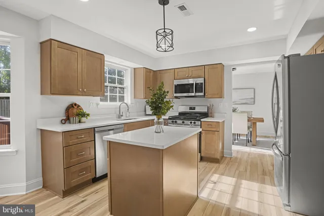 a living room with furniture a fireplace and a potted plant