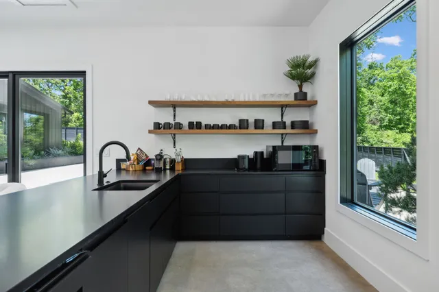 a sitting area with city view