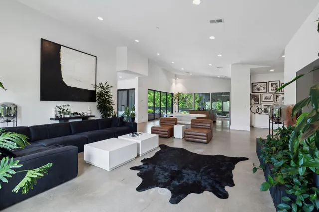 a large white room with a large window