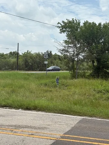a view of a field of grass and trees
