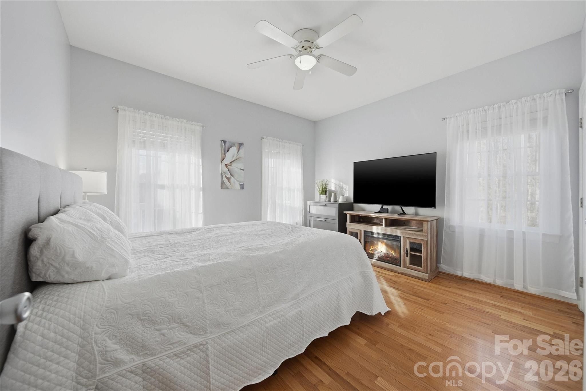 2555 Knox Landing Road Connelly Springs, NC 28612 - Photo 23 of 48 a bedroom with flat screen tv and a bed