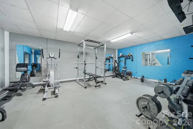 a view of a room with gym equipment