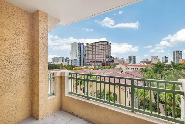 a view of city from a balcony