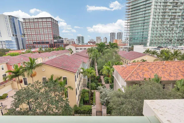 a aerial view of a multi story building