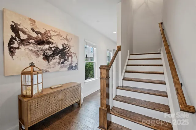 a view of entryway with wooden floor