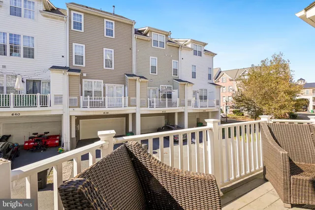 a view of a brick building from a balcony