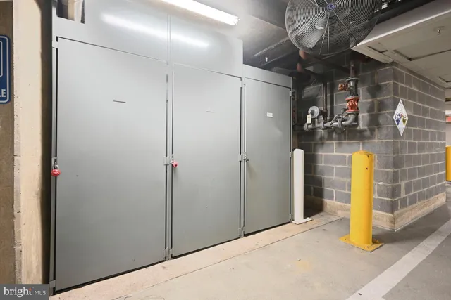 a view of a room with a wooden roof