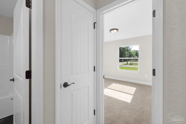 a bathroom with a window