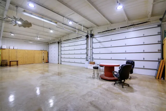 a view of a room with wooden walls