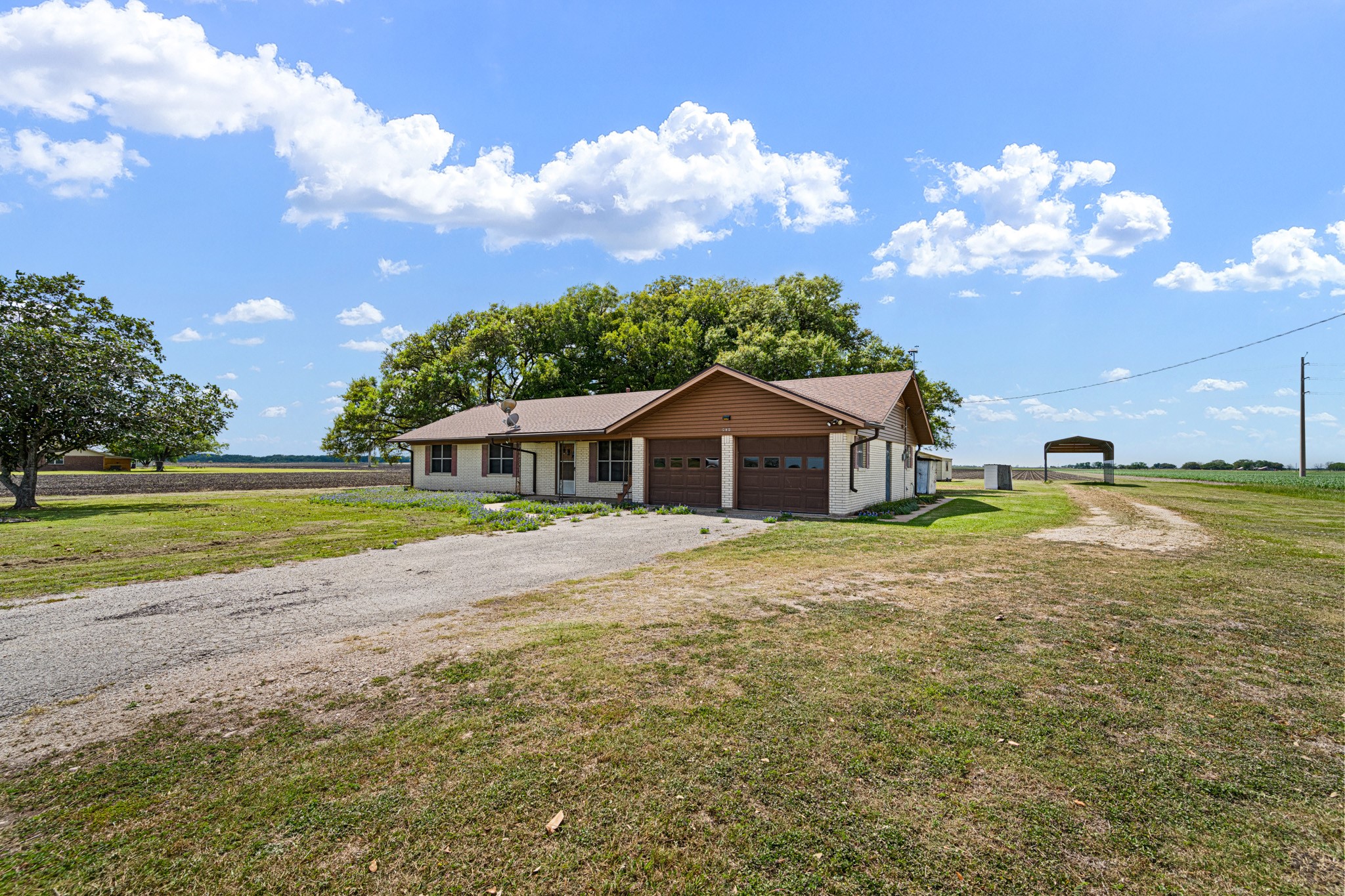 314 County Road 233 Wharton, TX 77488 - Photo 1 of 36 a view of a house with a big yard and large trees