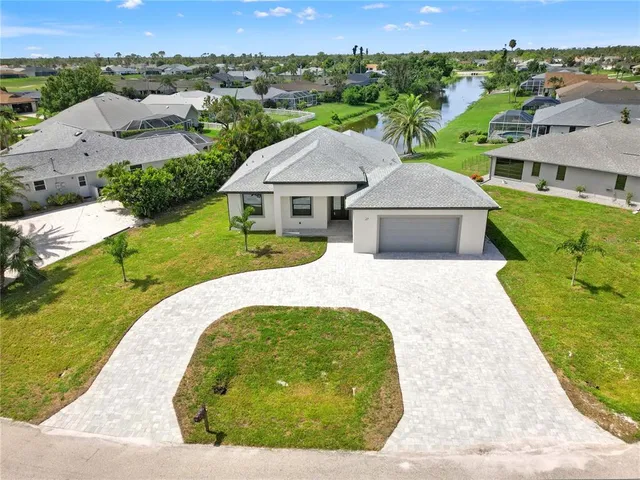 an aerial view of a house