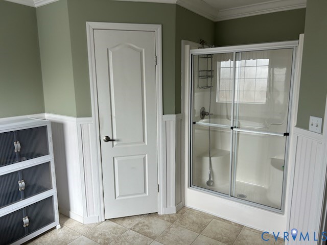 15910 Nobles Road Disputanta, VA 23842 - Photo 29 of 38 Bathroom with a wainscoted wall, a shower stall, c
