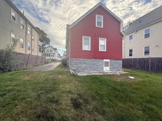 a view of backyard of house