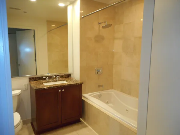 a bathroom with a bathtub