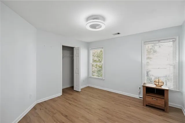 wooden floor and windows in a room