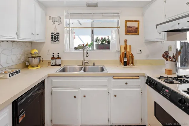 a kitchen with appliances a sink and cabinets