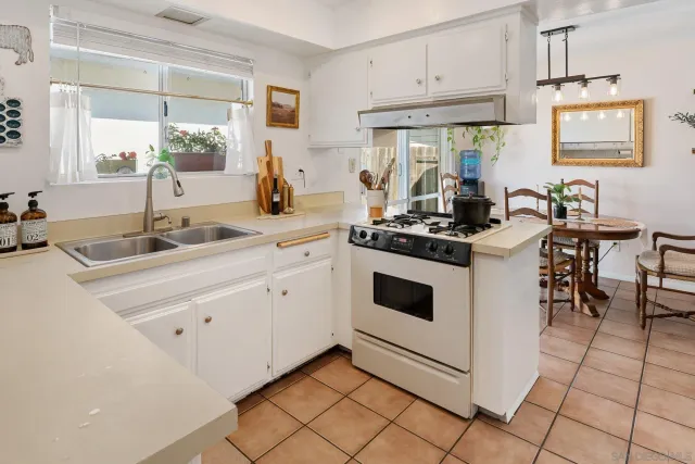 a kitchen with a stove a sink and a refrigerator
