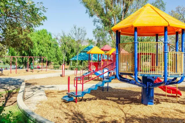 an outdoor space with seating