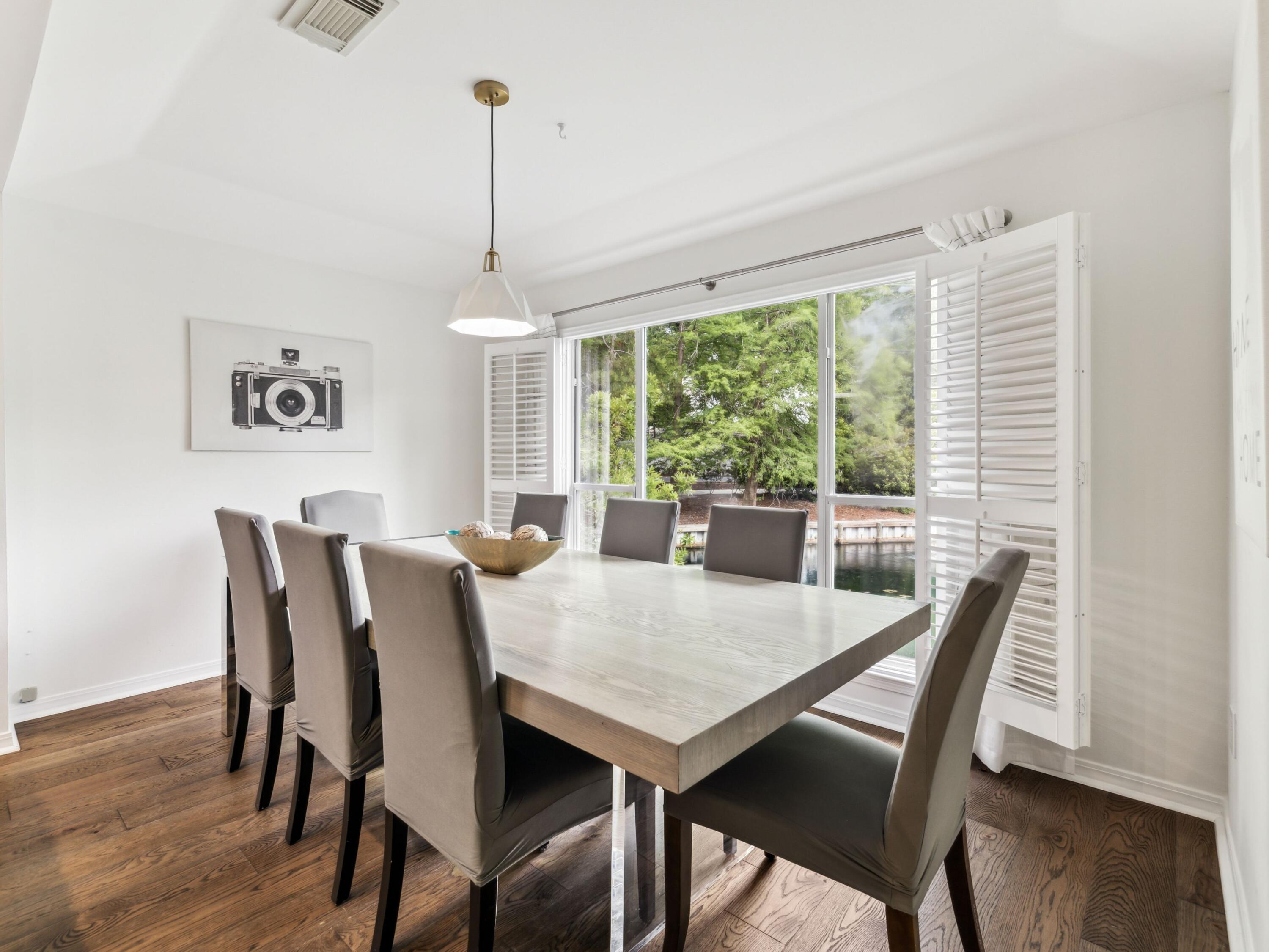 8855 Baypine Drive Miramar Beach, FL 32550 - Photo 13 of 49 a view of a dining room with furniture window and wooden floor