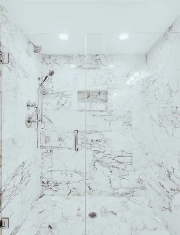 a bathroom with shower