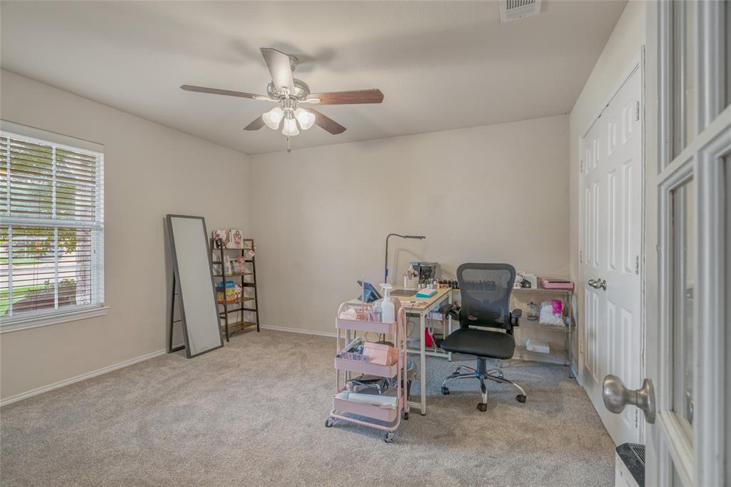 3216 Jetranger Road Fort Worth, TX 76053 - Photo 8 of 35 Office area with light colored carpet and ceiling fan