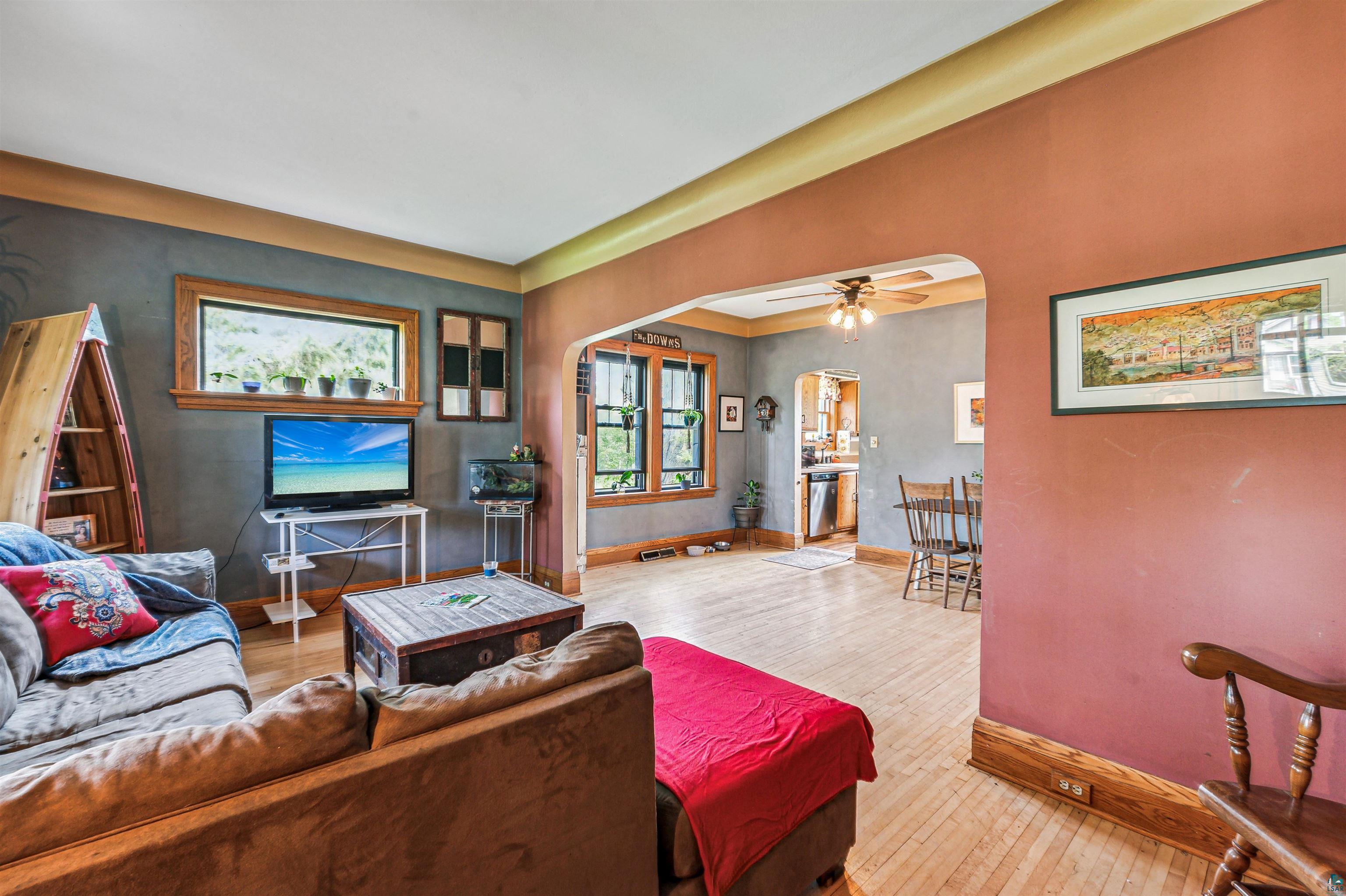 4516 Gladstone Street Duluth, MN 55804 - Photo 2 of 20 Living room featuring ceiling fan and hardwood / wood-style floors
